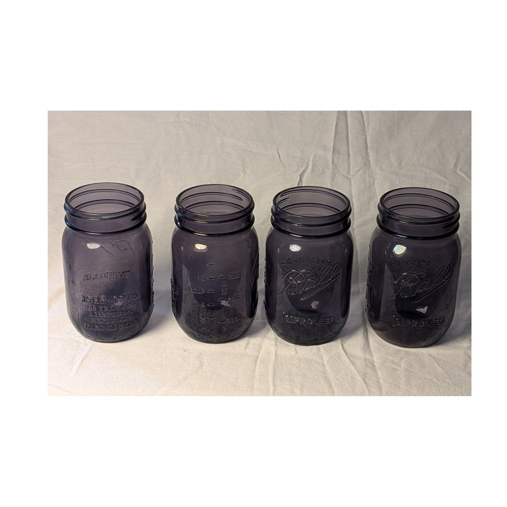 Ball Heritage Collection Purple Glass Pint Mason Jars Set of 4 1913-1915 Limited